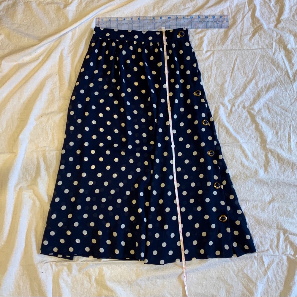 Vintage Midi Navy Polka Dot Button Down Skirt